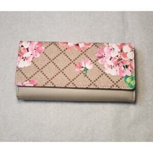 AR New York Clutch Wallet Wristlet Snap Close Grey Multicolor Floral Medium New